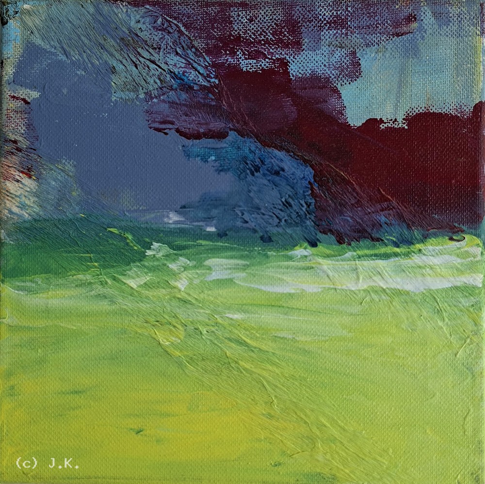 Abstrakt in grün blau lila, 2025