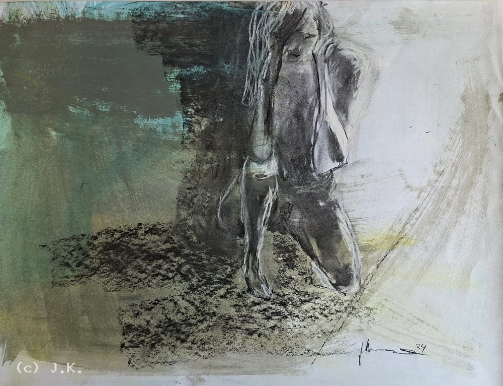 Frau in Kniehocke
